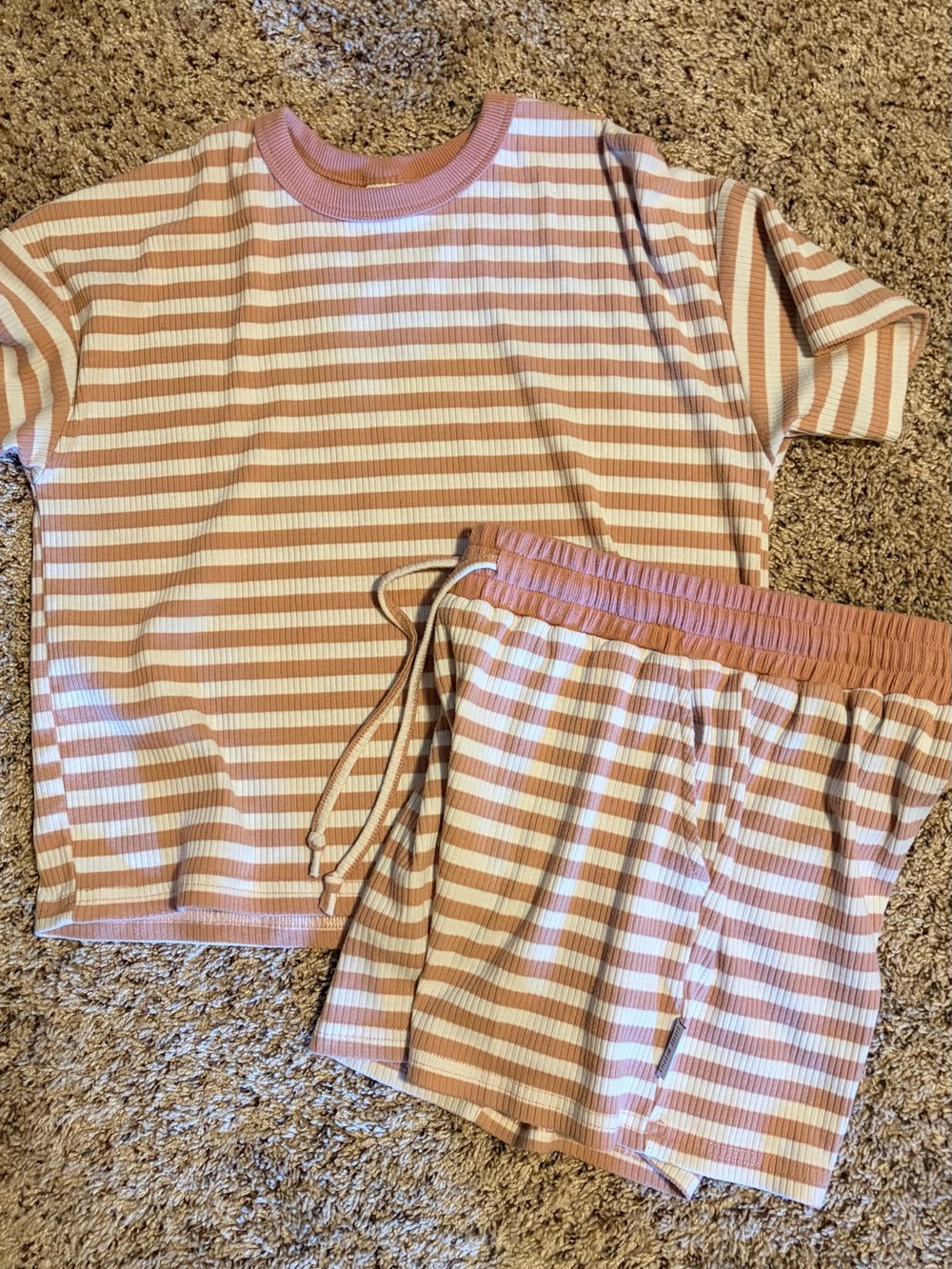 Girls’ Little Wedgies Matching Set in Pink and White - Short Sleeve Tee & Shorts